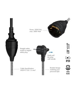 
LPS104 LOGILINK - Cable Extension CEE 7/7 Shucko M a CEE 7/4 Shucko H  3m Text 2