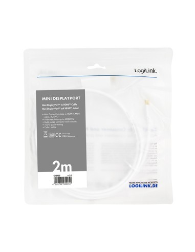 
CV0123 LOGILINK - Cable Mini DisplayPort/HDMI  2m 4K 30Hz   Blanco Logilink