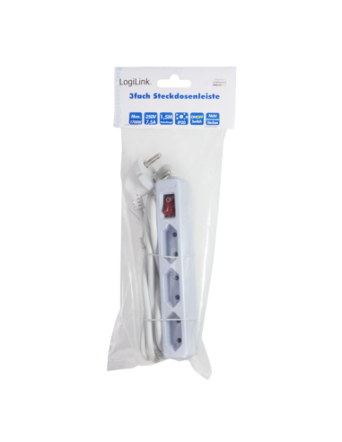 
LPS230 LOGILINK - Regleta de  3xCEE 7/16 con Interruptor BLANCA  1,5m