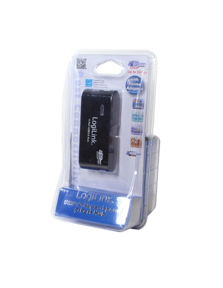 
UA0170 LOGILINK - Hub USB 3.0 de  4 puertos con alimentador, Negro, Logilink