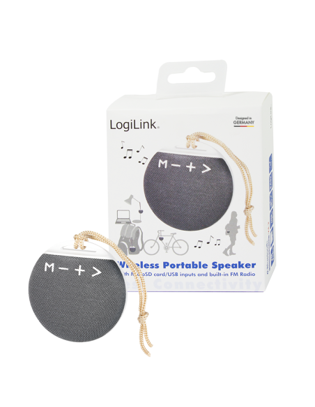 
LogiLink SP0055 - Altavoz Redondo e inalámbrico (Entrada USB y Micro SD, sintonizador de Radio FM y botón de Encendido/Apagad
