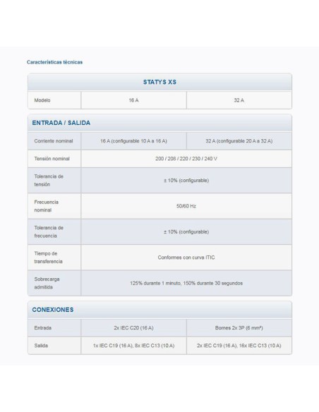 
SC-STATYS-XS-16A SOCOMEC - Sistema de transferencia Automatica 16A 1U Rack