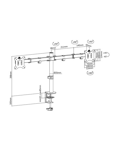 
DA-90400 DIGITUS - Soporte de mesa para 2 Monitores 17-32" DIGITUS