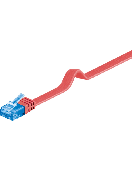 
Latiguillo CAT 6A, U/UTP,  1.00 m, Rojo, Plano CU-PVC Goobay