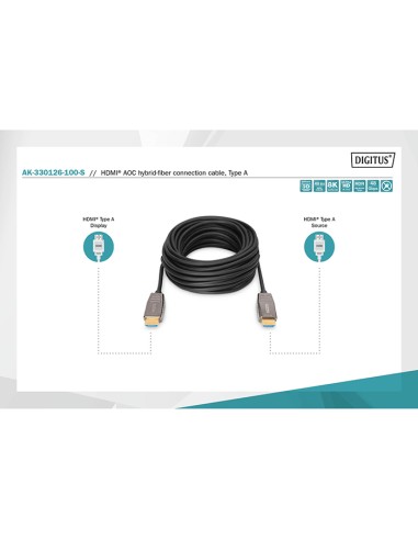 
AK-330126-100-S DIGITUS - Cable HDMI A-A 10 metros Optico activo 8K 60Hz 48Gbps Digitus