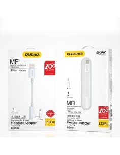 
L13PRO W - Cable Adaptador Lightning-audio de 3,5 mm MFI 10Cm Blanco 2