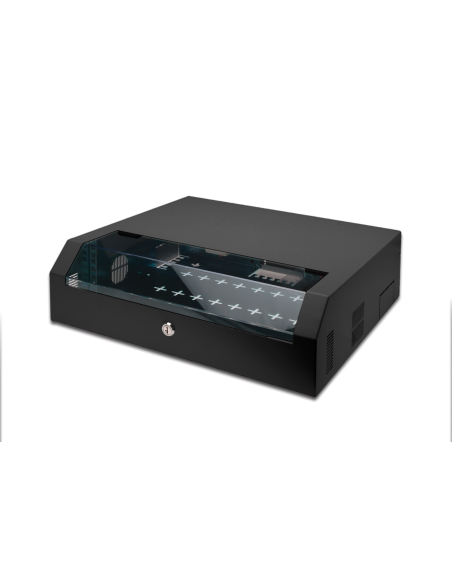 
DN-19 04U-PB-B DIGITUS - Carcasa de pared, SOHO, Slim, 156x525x475 mm 3UA rotatoria, 2UA fija, color gris (RAL 7035)