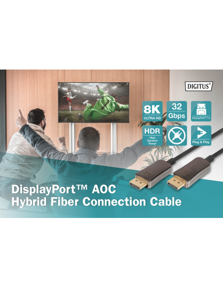 
AK-340107-150-S DIGITUS - Cable Displayport  Macho-Macho de 15m AOC 8K F.Optica