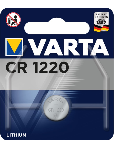 

Pila Litio Boton   CR1220 3V 1 x Blister Varta

Packing units: 10 / 100 , precio unitario

