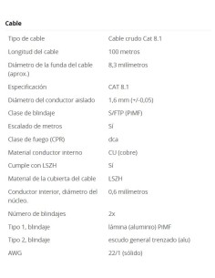 
61128 GOOBAY - Bobina CAT 8.1 S-FTP  100m Instalacion Amarillo AWG22/1 Dca LSZH 2