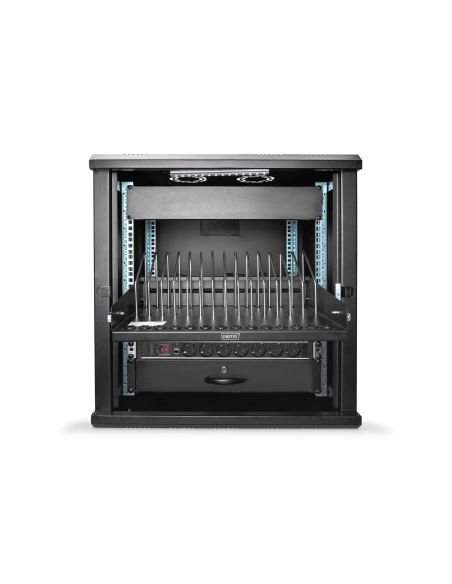 
DN-97665  DIGITUS - Estante extensible para tabletas, ordenadores portátiles, smartphones. 175x483x340 mm, negro (RAL 9005). 