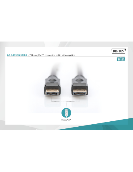 
AK-340105-200-S DIGITUS - Cable Displayport  Macho-Macho de 20m Amplificado 4K DP1.2