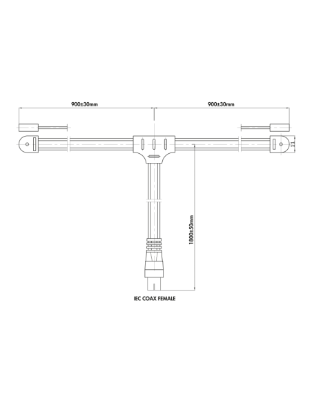 
CA1000 Antena bipolo FM con toma coaxial, 1.8 m