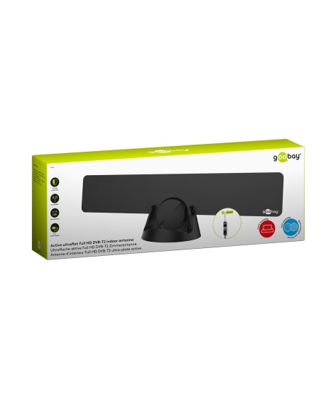 
67183 GOOBAY - Antena interior activa ultraplana Full HD DVB-T2, incl. Filtro LTE / 4G