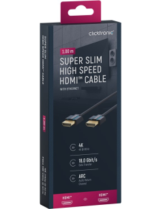 
70702 Cable HDMI A-A  1,00 metros Ultra-Slim High Speed HDMI  UHD 4K @ 60 Hz  CLICKTRONIC Blister Carton