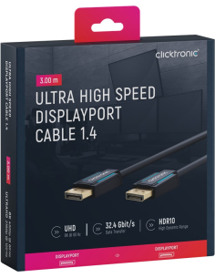 
40995 Cable Displayport  Macho-Macho de  3m V.1.4 8K Clicktronic Premium cable UHD 8K @ 60 Hz Blister Carton