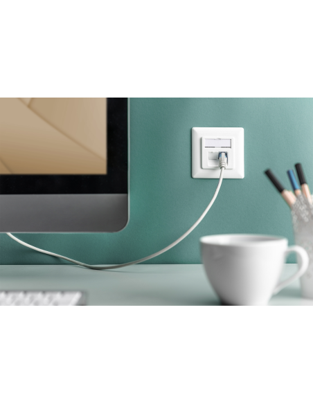 
ejemplo Toma de red 2 x RJ45 CAT 6A clase EA, apantallado, montaje empotrado Salida Cable vertical Blanco