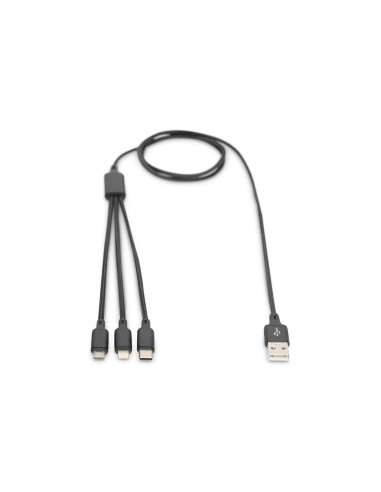 
AK-300160-010-S DIGITUS - Cable de carga 3 en 1, USB A - Lightning + Micro USB + USB-C