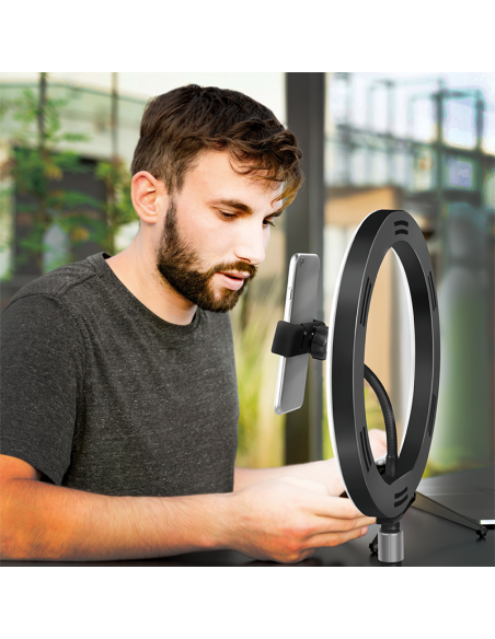 
AA0152 LOGILINK - Trípode de luz anular para smartphone con obturador remoto, ajuste de altura, Ø 25 cm