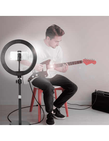 
AA0152 LOGILINK - Trípode de luz anular para smartphone con obturador remoto, ajuste de altura, Ø 25 cm