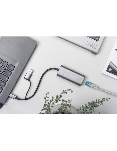 
DN-3028 DIGITUS - Adaptador de Red USB 3.0 Gigabit 2,5 Gbit/s USB-C + USB A