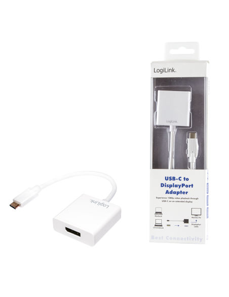 
UA0246A LOGILINK - Adaptador USB C MAcho 3.2 Gen 1 a DisplayPort Hembra 4K@60h. Adaptador USB 3.2 Gen 1 tipo C, C / M a DP / 