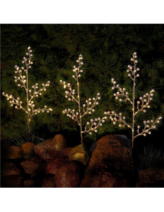 
Goobay 58256 Juego de 3 árboles de luz con 75 LEDs, con función de temporizador, blanco cálido (3000 K), con pilas, para uso 