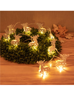 
Goobay 57945 Guirnalda de luces de 10 LEDs de renos, decoración navideña, decoración de interior, funciona con pilas, brilla 