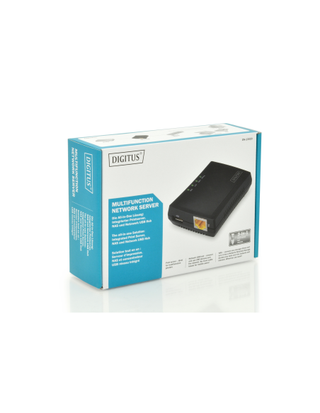 
DN-13020 DIGITUS - Servidor de red USB multifunción, 1 puerto, concentrador USB de red, NAS, servidor de impresión, USB 2.0, 