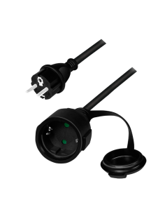 
Cable Extension CEE 7/7 Shucko M a CEE 7/3 Shucko H  5m Negro con tapa

