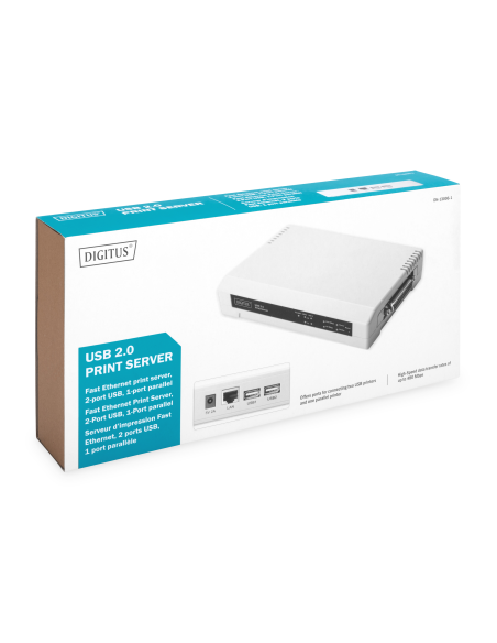 
DN-13006-1 DIGITUS - Servidor de impresoras de 2+1 puerto Digitus. Convierte fácilmente una impresora local en una impresora 