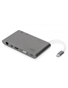 
DA-70875 DIGITUS - Docking USB-C 3.1 Gen1 11 puertos Digitus Negra. Estación de acoplamiento universal, USB-C, 11 puertos, gr