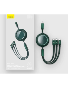 
CAMLC-AMJ01 BASEUS - Cable de carga 3 en 1, USB C - Lightning+MicroUSB+USB-C 100W
Cable Retractil. Cable de datos retráctil 