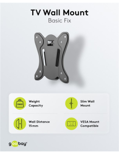 
58523 GOOBAY - Soporte de pared Fijo TV 23-42" 25 Kg Distancia pared 15mm Goobay