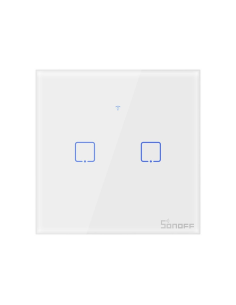 
IM190314010 SONOFF- T0EU2C-TX interruptores inteligentes de pared inalámbricos Wi-Fi táctiles de dos canales blanco (IM190314