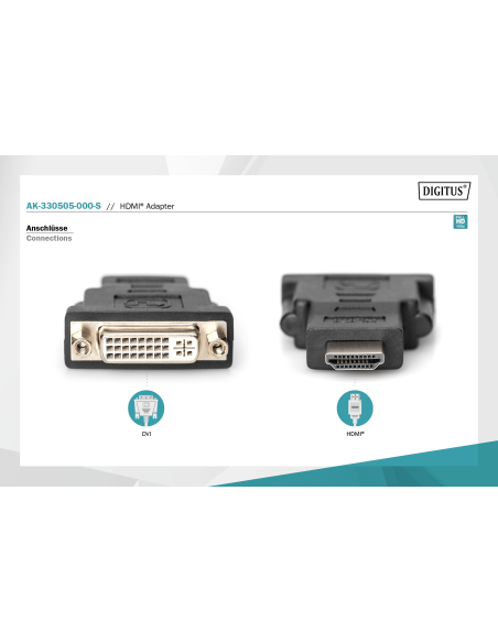 
Adaptador HDMI-A Macho - DVI-I (24+5) Hembra Dual Link