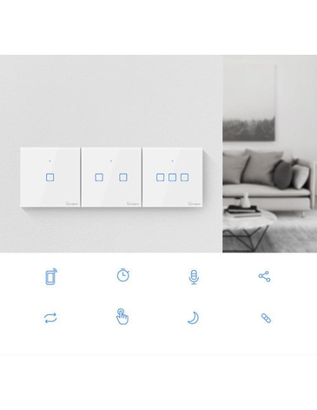 
IM190314009 SONOFF - T0EU1C-TX touch Wi-Fi interruptores inteligentes de pared inalámbricos blanco (IM190314009)