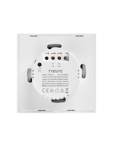 
IM190314013 SONOFF - INTERRUPTOR WIFI INTELIGENTE T1EU. Interruptor Mural para Control de Luces Inalámbricas
