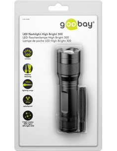 
44560 GOOBAY - Linterna LED de alto brillo 300
Ideal para trabajo, ocio, deportes, camping, pesca y caza.