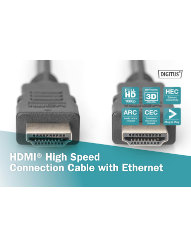 
 DIGITUS Cable de conexión HDMI High Speed con Ethernet
Número de artículo: AK-330114-030-S
EAN: 4016032322986

HDMI Stan