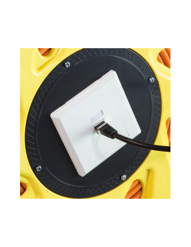 
Carrete de 90m Cable Cat7A conector Cat6A Naranja Goobay