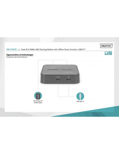 
DA-71545 DIGITUS - Estación de clonado NVMe, USB3.1 Gen2 tipo C SSD NVMe M.2