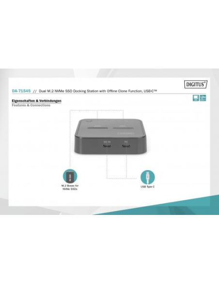 
DA-71545 DIGITUS - Estación de clonado NVMe, USB3.1 Gen2 tipo C SSD NVMe M.2