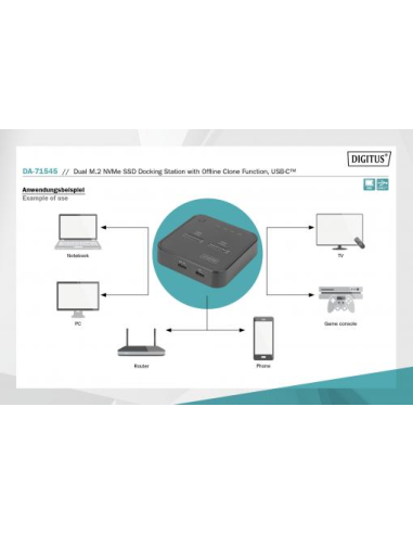 
DA-71545 DIGITUS - Estación de clonado NVMe, USB3.1 Gen2 tipo C SSD NVMe M.2