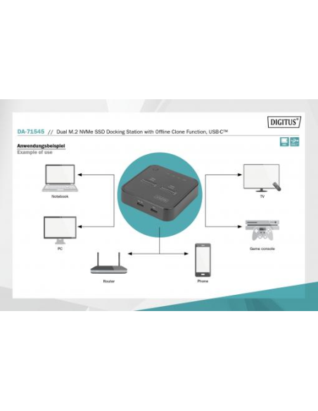 
DA-71545 DIGITUS - Estación de clonado NVMe, USB3.1 Gen2 tipo C SSD NVMe M.2