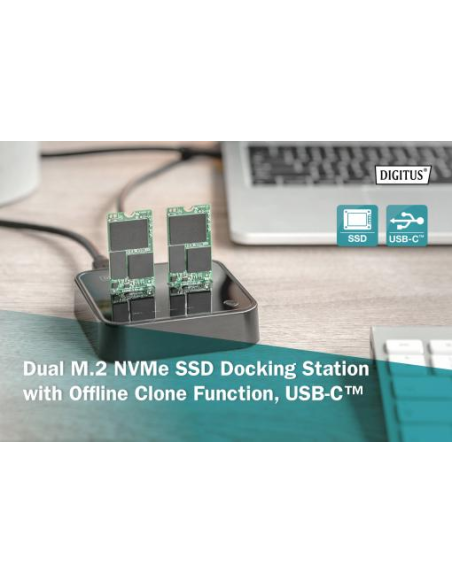 
DA-71545 DIGITUS - Estación de clonado NVMe, USB3.1 Gen2 tipo C SSD NVMe M.2