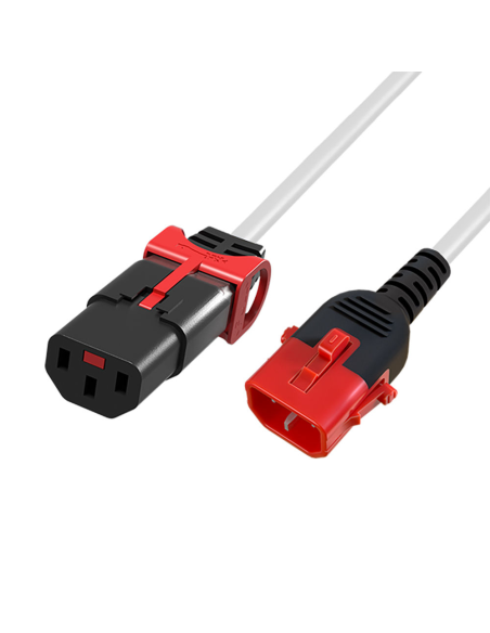 
AK5509 Cable Extension C13 a C14  2,00 m bLANCO IEC Lock Dual Locking PC3609 ACT