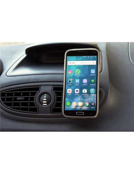 
45651 GOOBAY - El soporte magnético para teléfono Goobay para automóviles consta de 1x adaptador para montar en las rejillas 