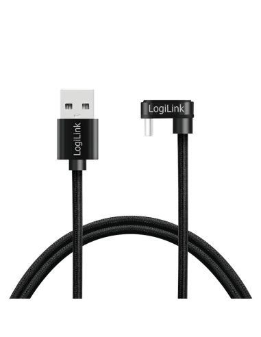 
CU0195 LOGILINK - Cable de  3,0m USB 2.0 0,48 Gbps  PD60W USB C Macho a USB-A Macho Negro Conector C 180º