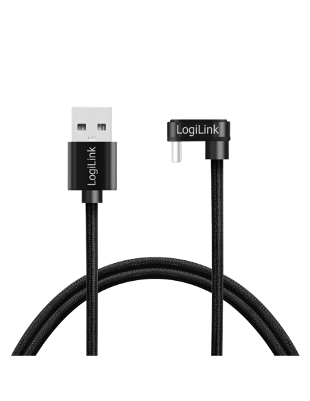 
CU0195 LOGILINK - Cable de  3,0m USB 2.0 0,48 Gbps  PD60W USB C Macho a USB-A Macho Negro Conector C 180º